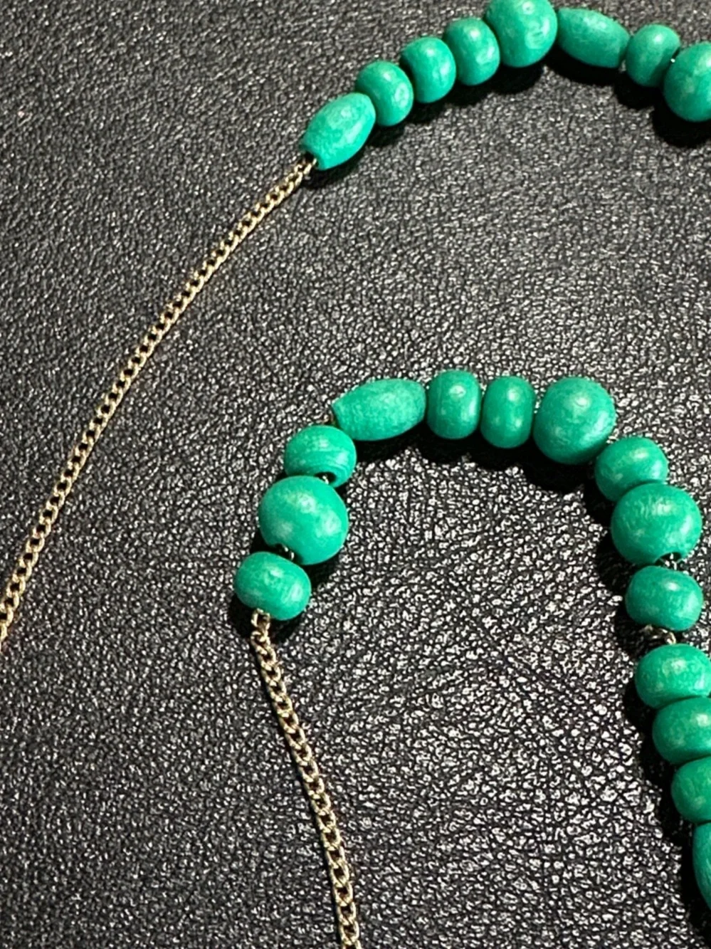 J Crew Factory Floating Wood Green Bead Rhinestone Spacer Necklace